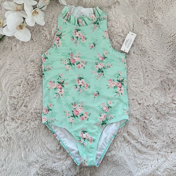 Janie and Jack Recycled Floral Swimsuit Size 14 Girls - Picture 1 of 4